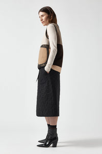 Signature Patchwork Wool Vest - Stone & Mocha Brown / Stone