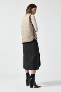 Signature Patchwork Wool Vest - Stone & Mocha Brown / Stone