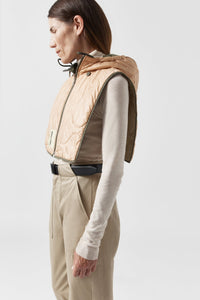 Quilted Zip Hood - Dark Olive / Soft Peach