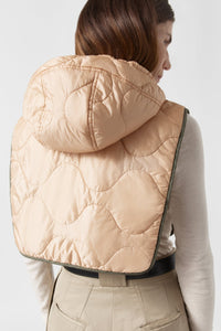 Quilted Zip Hood - Dark Olive / Soft Peach