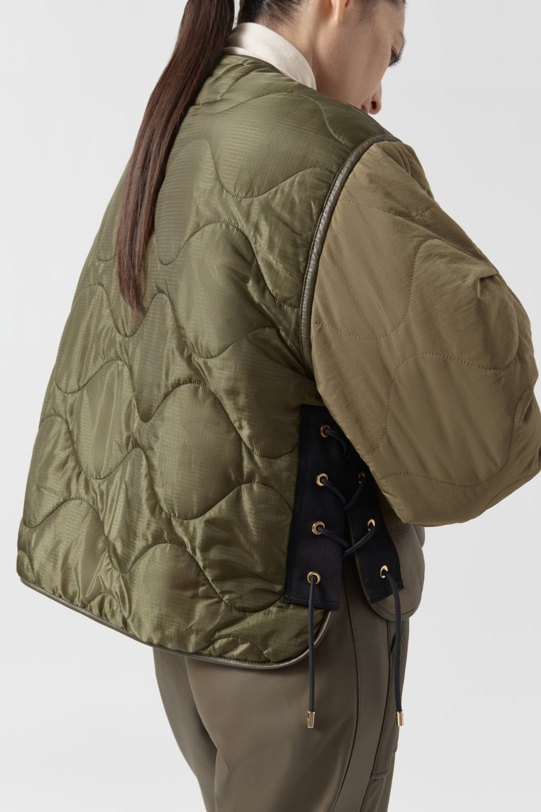 Aviator Shearling Lattice Bomber - Moss / Blonde