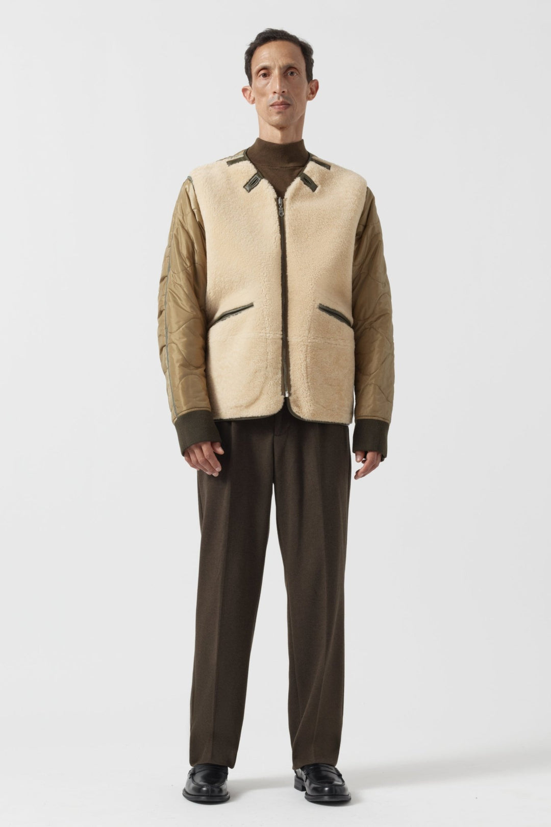 Aviator Men's Shearling Jacket - Moss / Blonde