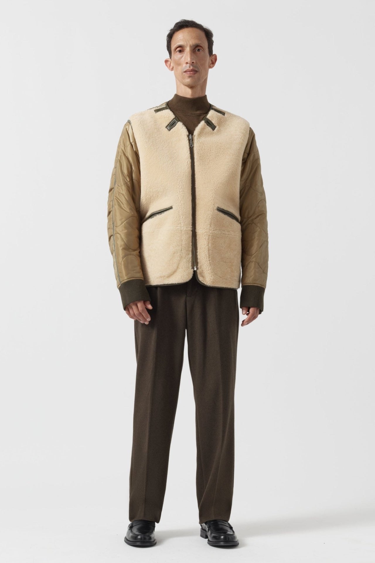 Aviator Men's Shearling Jacket - Moss / Blonde