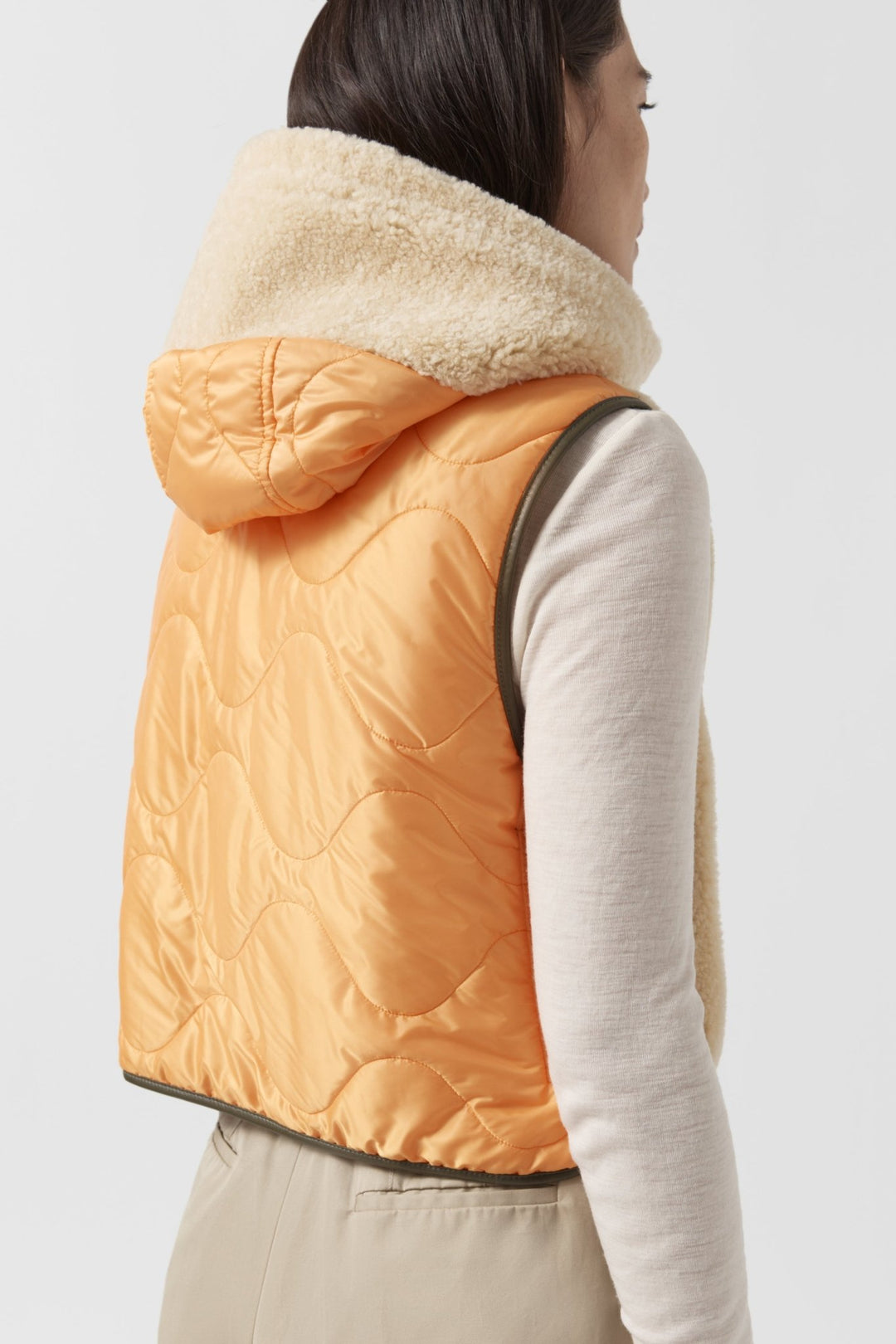 Aviator Shearling Lattice Zip Hood - Moss / Blonde