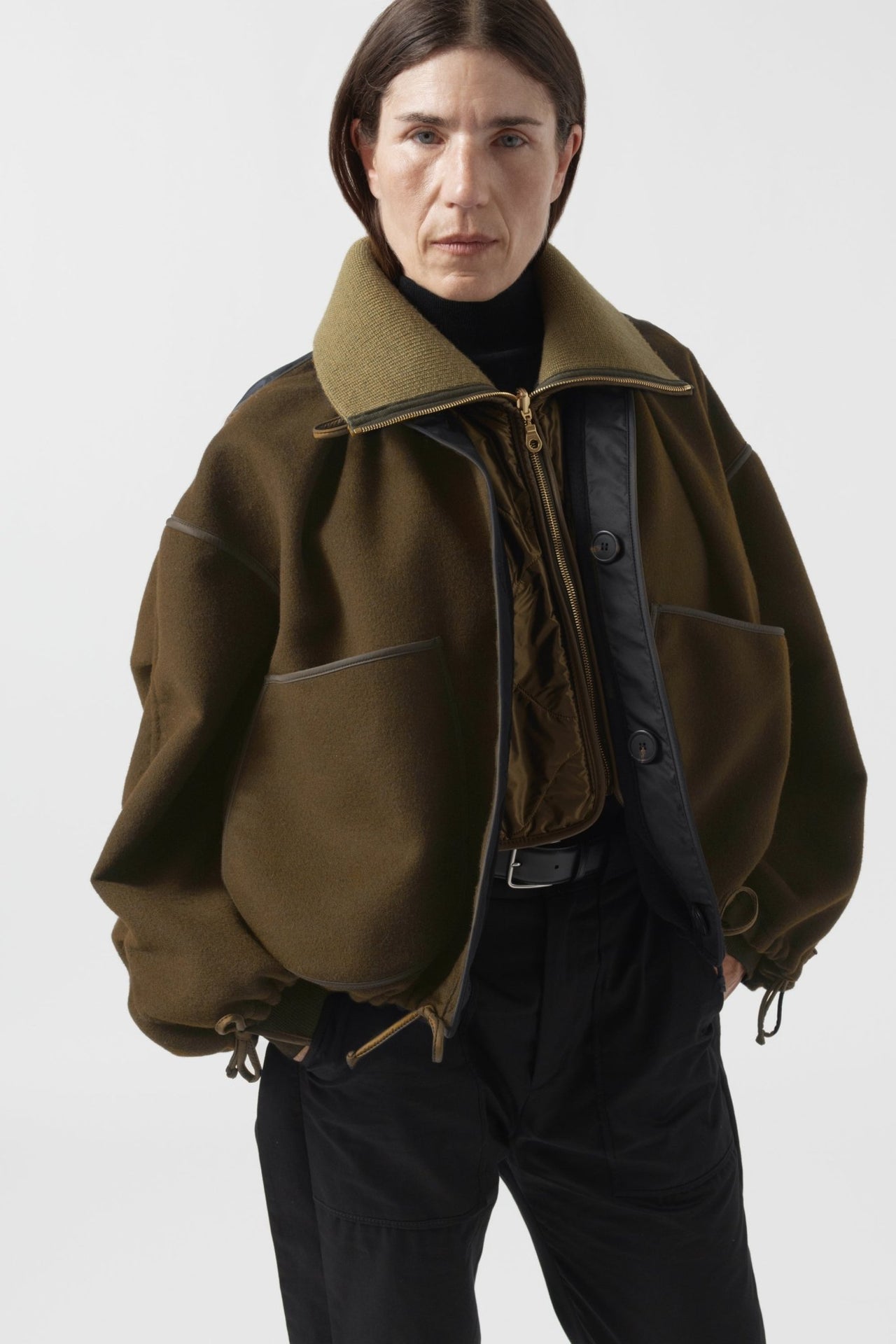 Parachute Wool Cashmere Bomber - Olive / Navy
