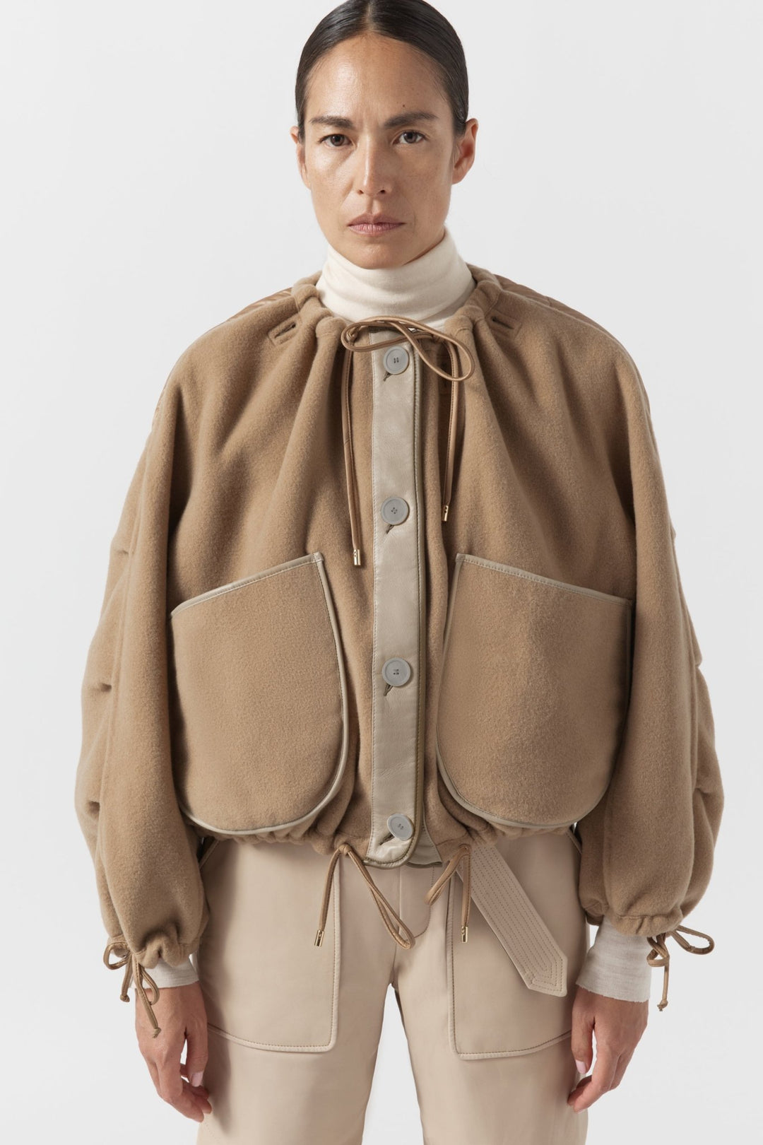 Parachute Wool Cashmere Bomber - Camel / Sienna