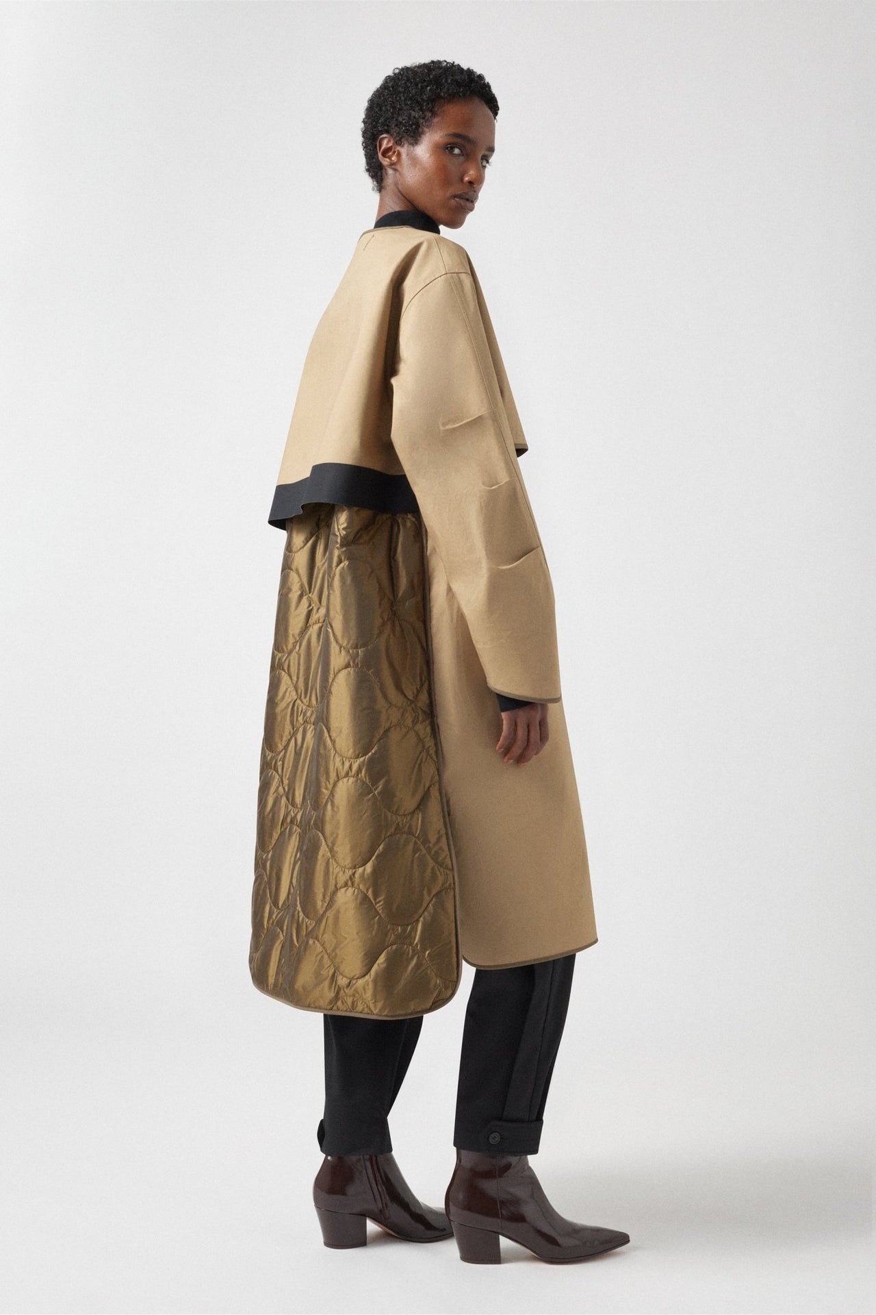 Weatherproof Bonded Raincoat - Black / Honey