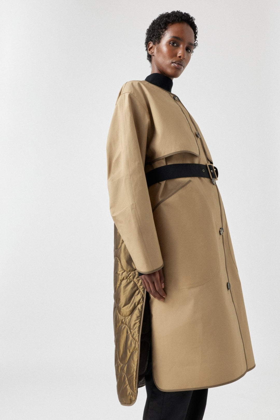 Weatherproof Bonded Raincoat - Black / Honey