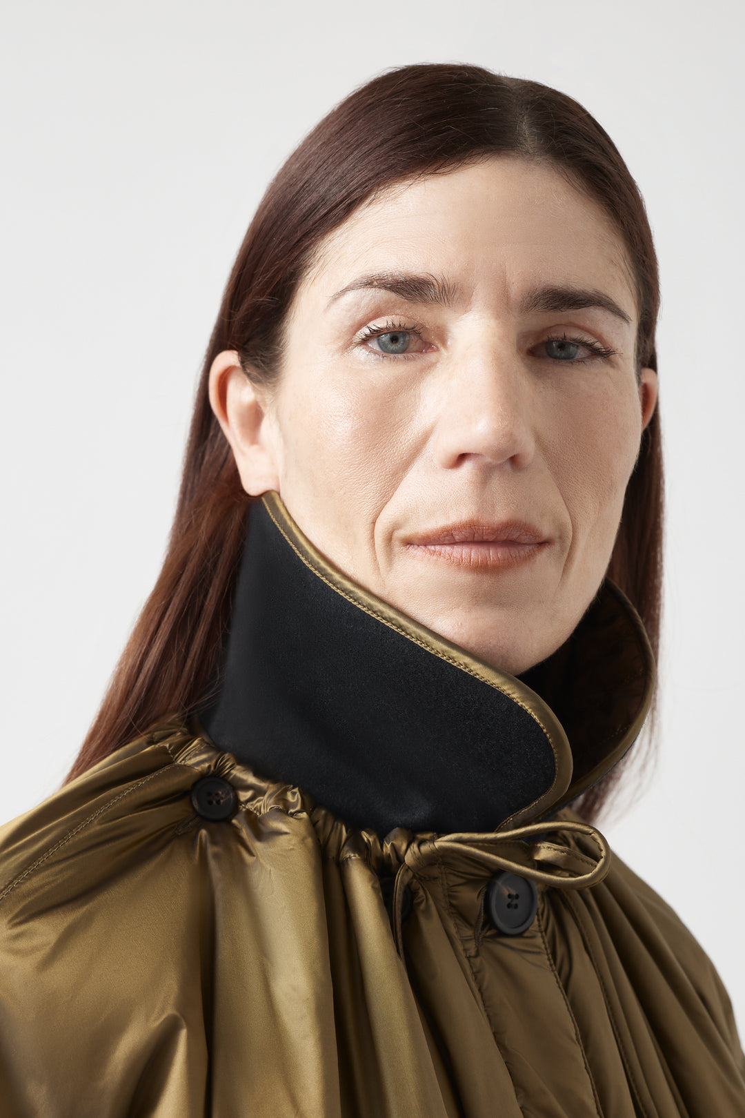 Quilted Nylon & Wool Collar - Antique Gold / Black