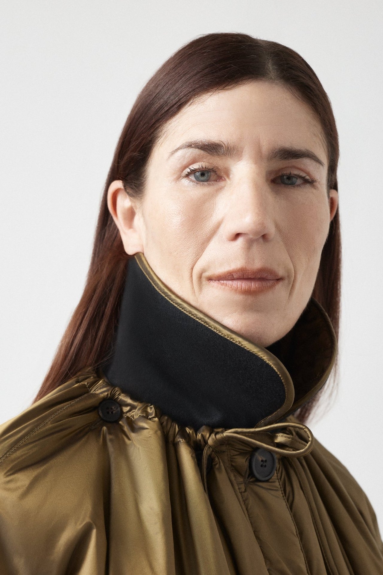 Quilted Nylon & Wool Collar - Antique Gold / Black