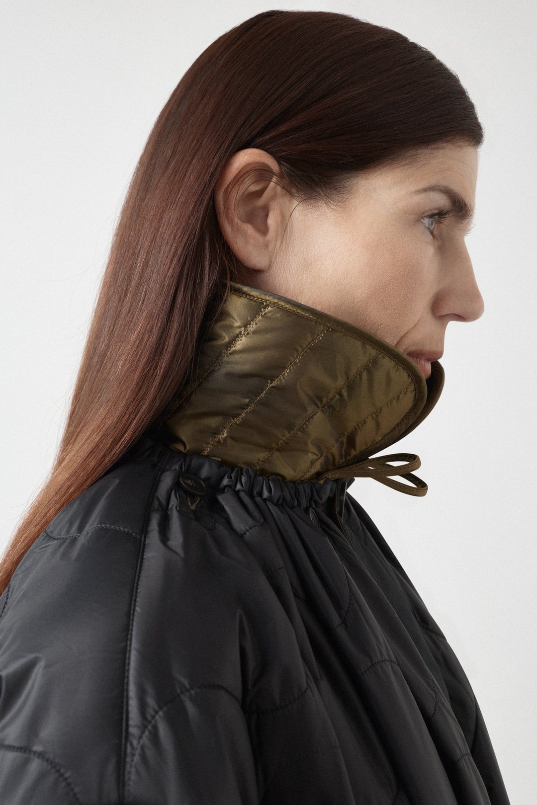 Quilted Nylon & Wool Collar - Antique Gold / Black