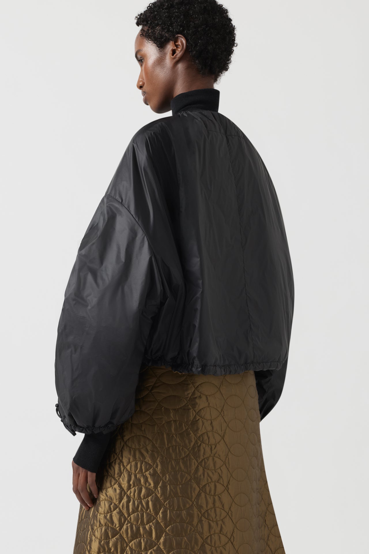 Parachute Quilted Bomber - Antique Gold / Black