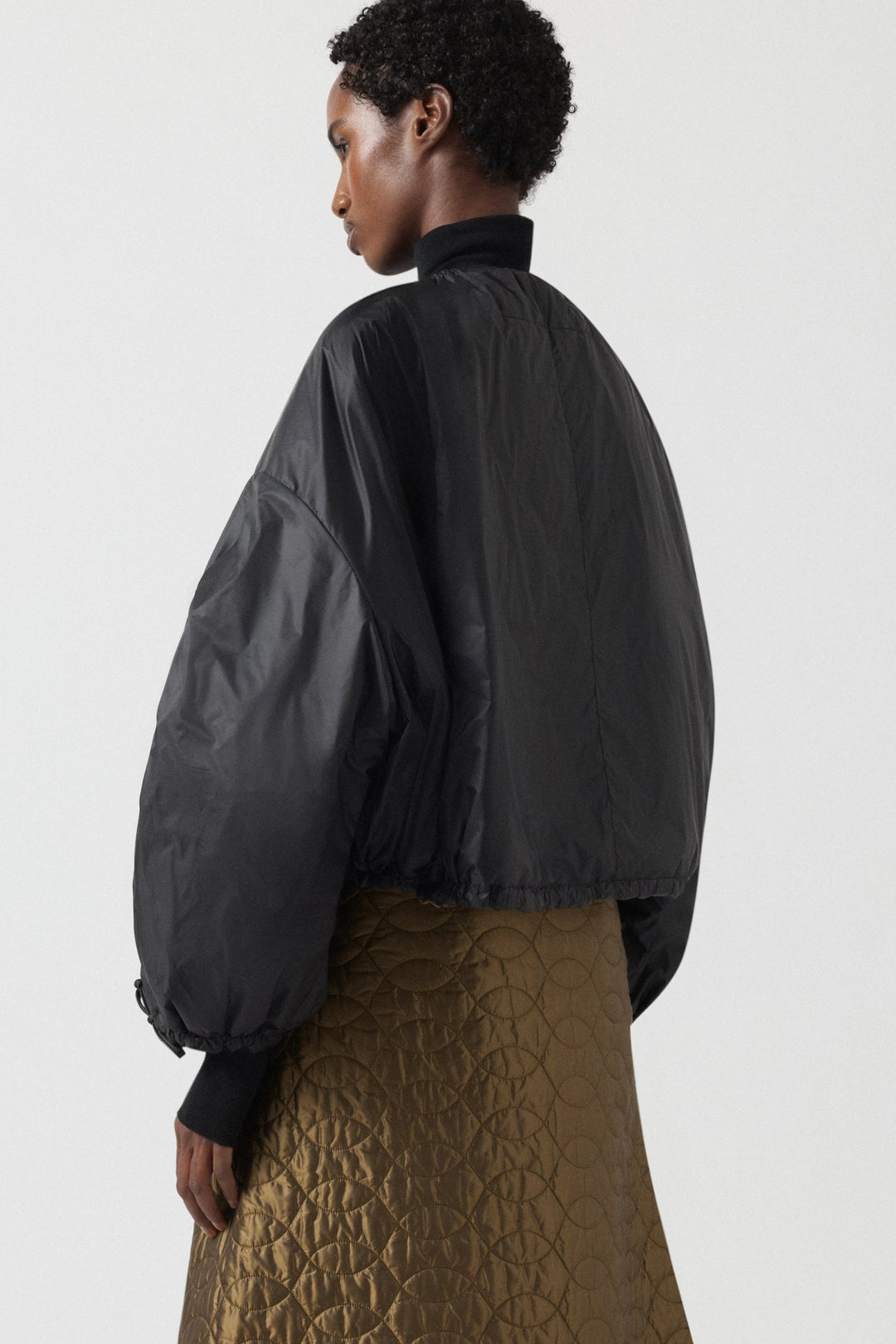 Parachute Quilted Bomber - Antique Gold / Black