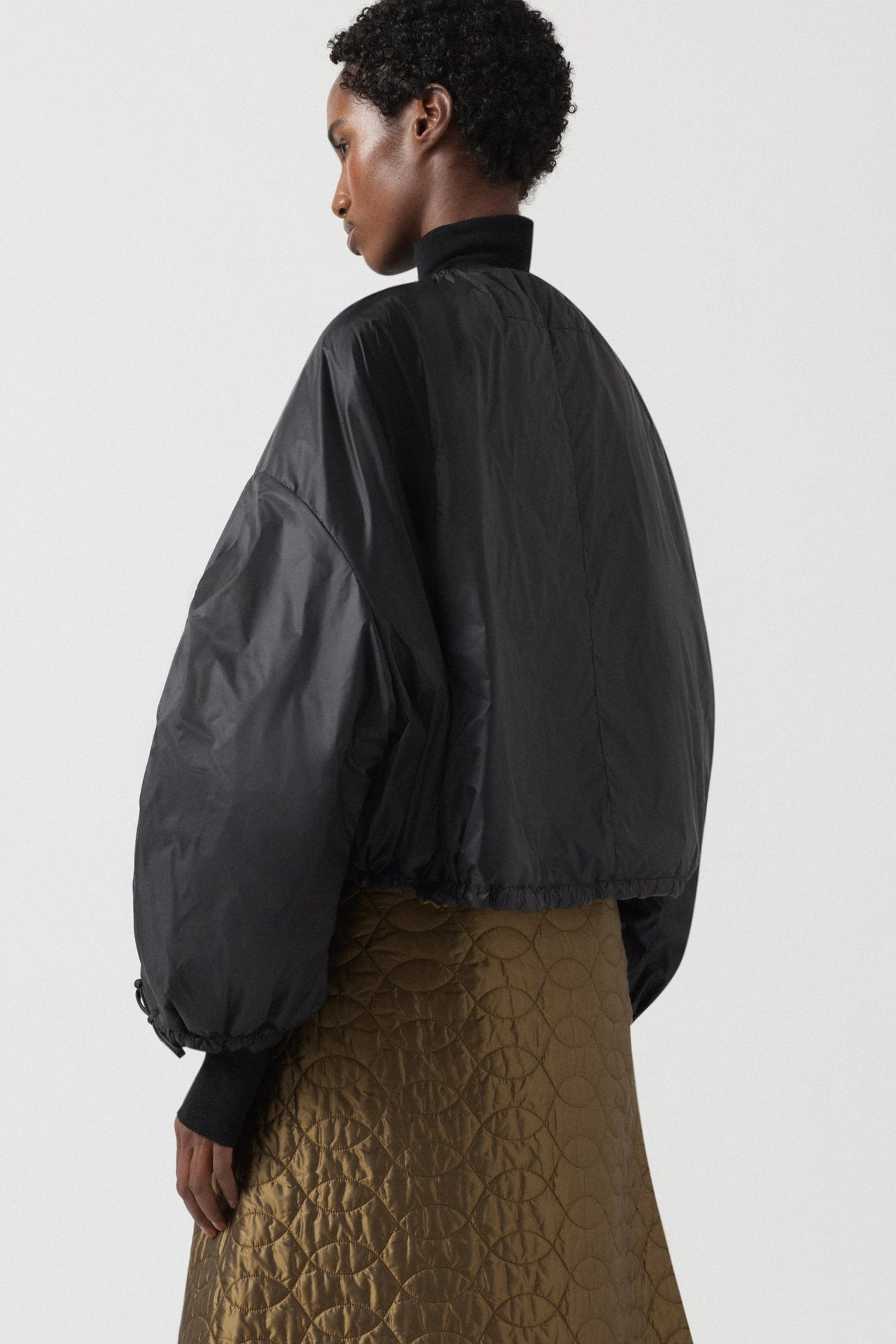 Parachute Quilted Bomber - Antique Gold / Black