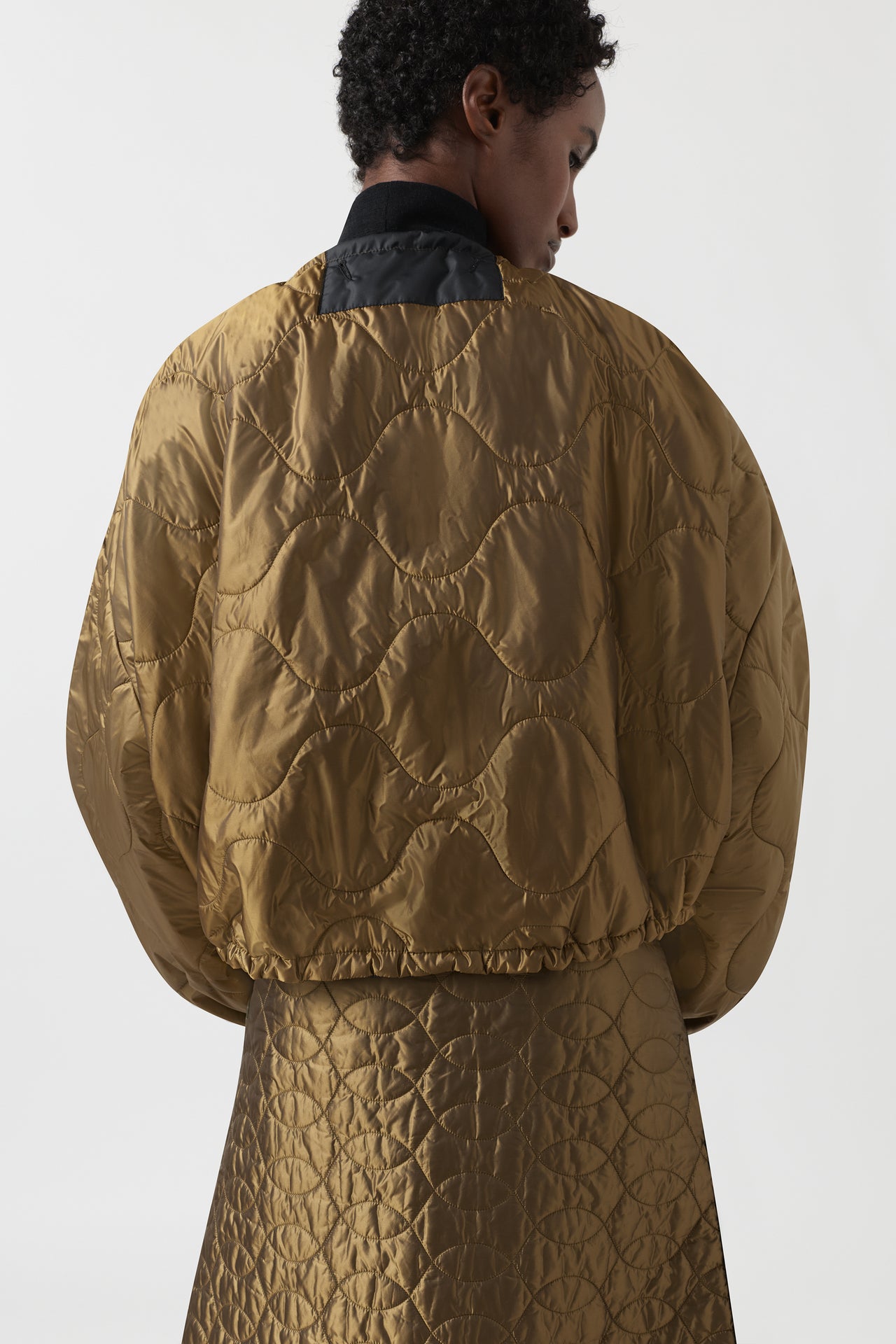 Parachute Quilted Bomber - Antique Gold / Black