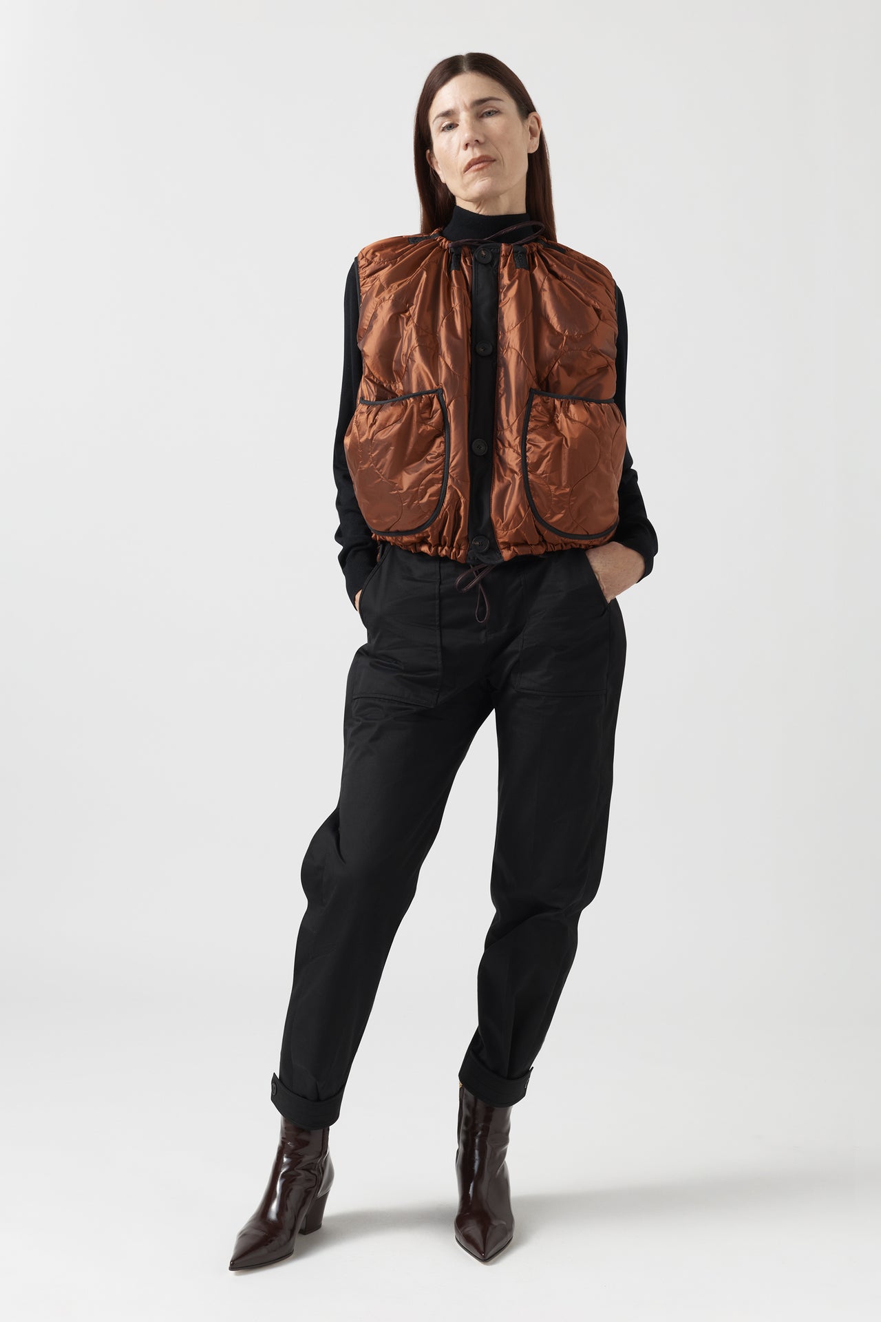 Parachute Quilted Vest - Amber / Bordeaux