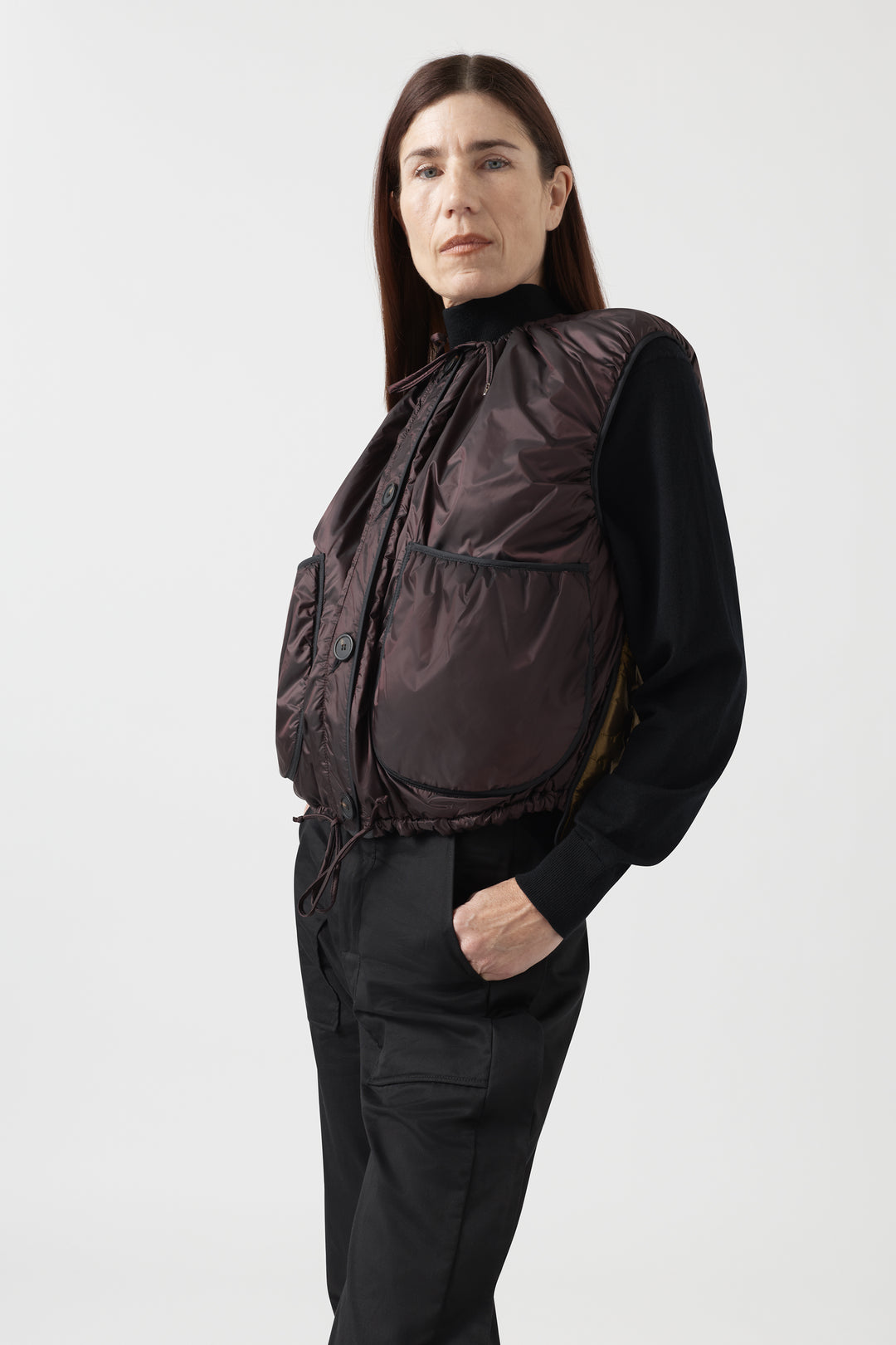 Parachute Quilted Vest - Amber / Bordeaux