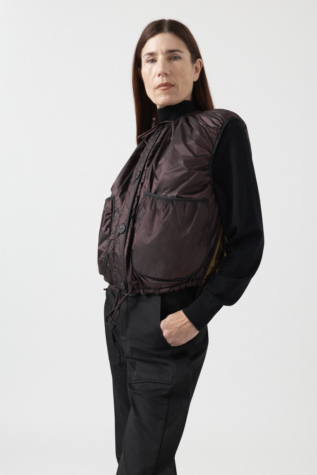 Parachute Quilted Vest - Amber / Bordeaux