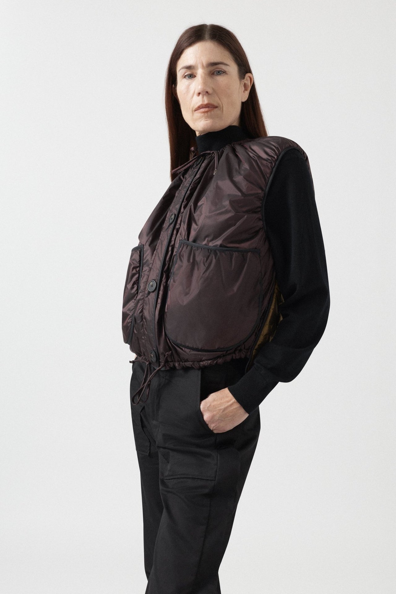Parachute Quilted Vest - Amber / Bordeaux