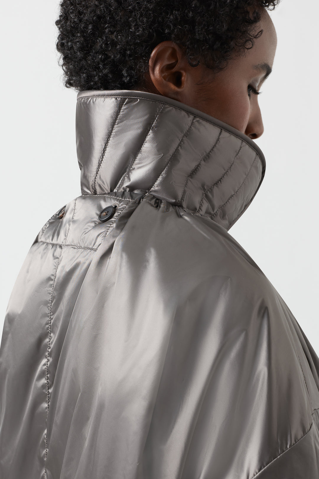 Quilted Nylon & Wool Collar - Granite / Bordeaux