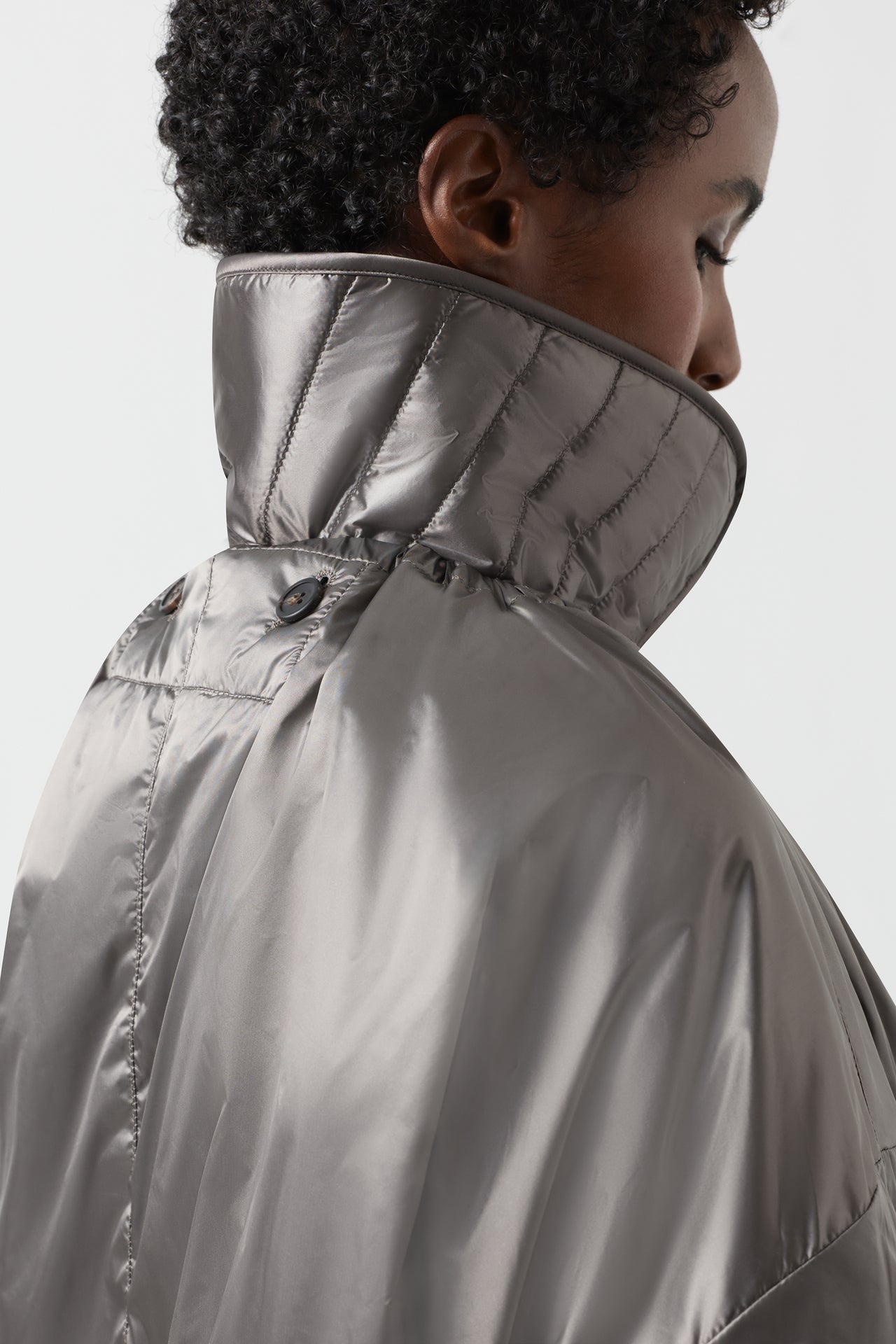 Quilted Nylon & Wool Collar - Granite / Bordeaux