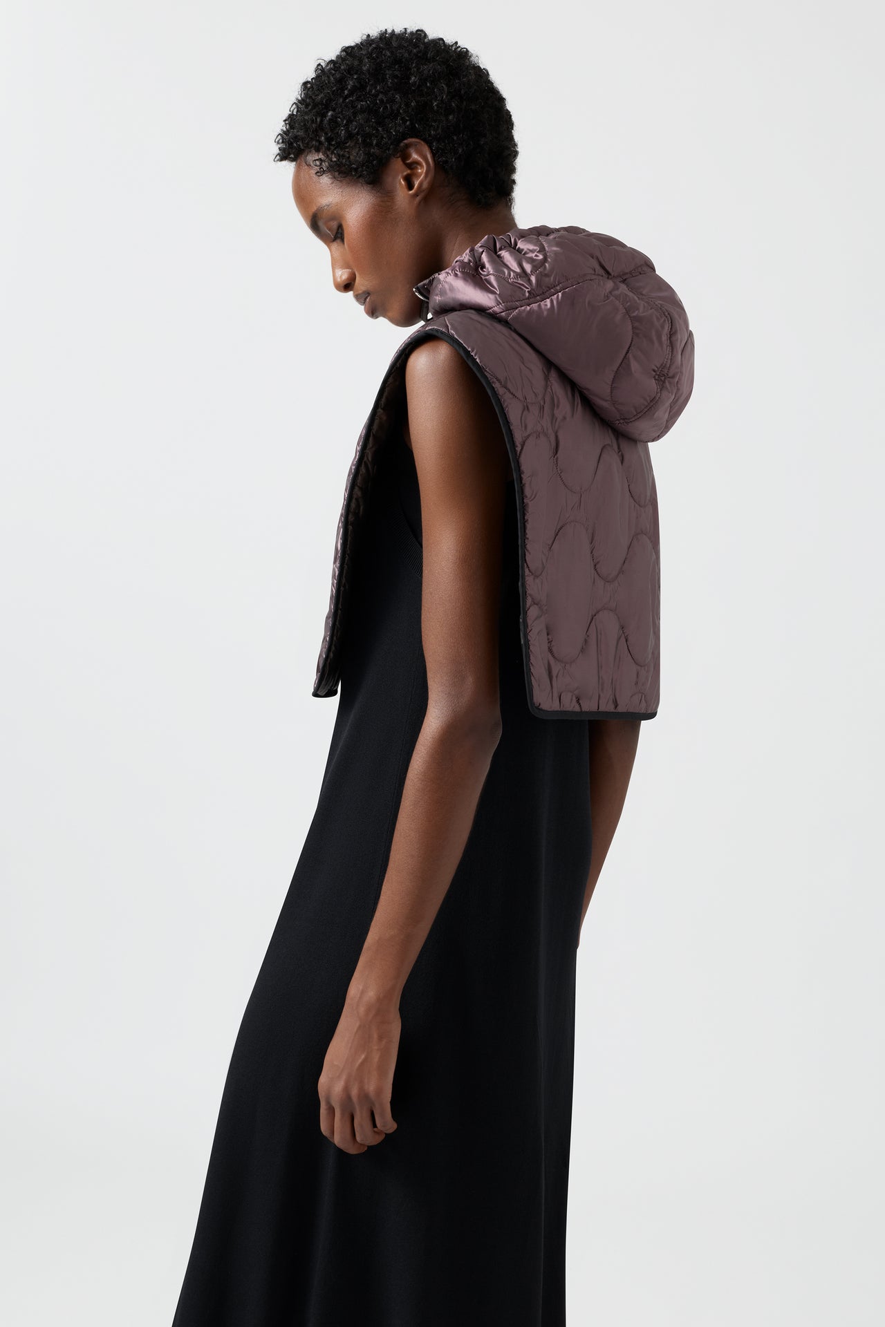 Quilted Zip Hood - Granite / Amethyst