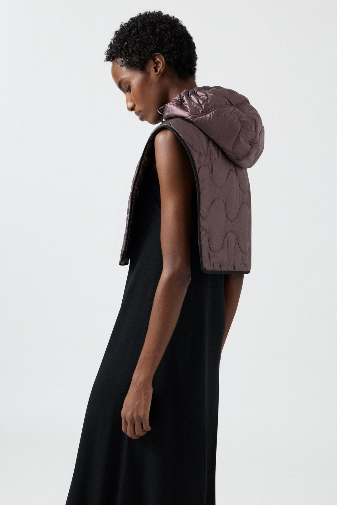 Quilted Zip Hood - Granite / Amethyst