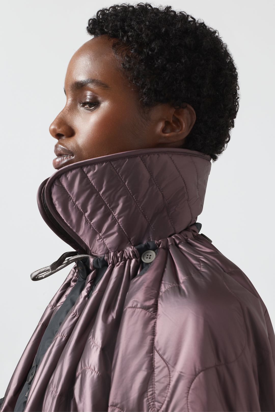 Quilted Nylon & Wool Collar - Amethyst / Heather Grey