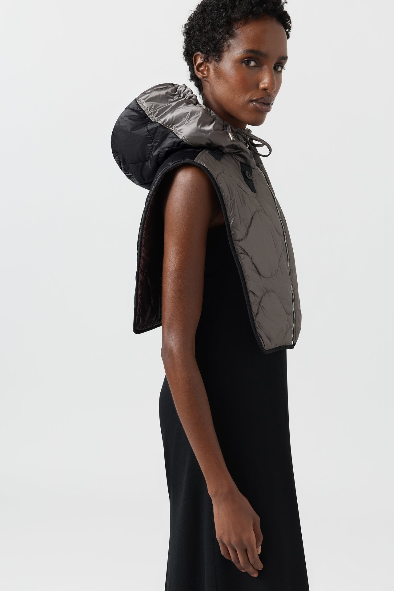 Quilted Zip Hood - Granite / Amethyst