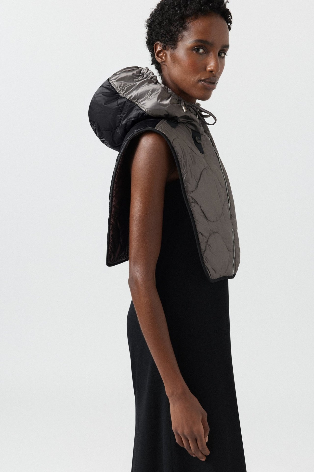 Quilted Zip Hood - Granite / Amethyst