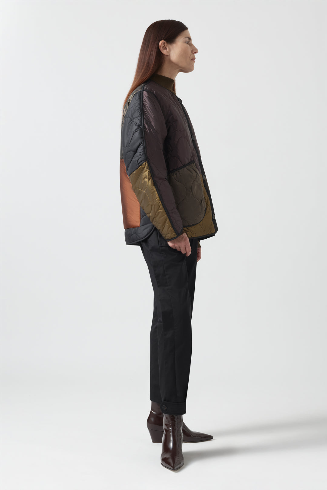 Signature Patchwork Cropped Quilt - Bordeaux / Black