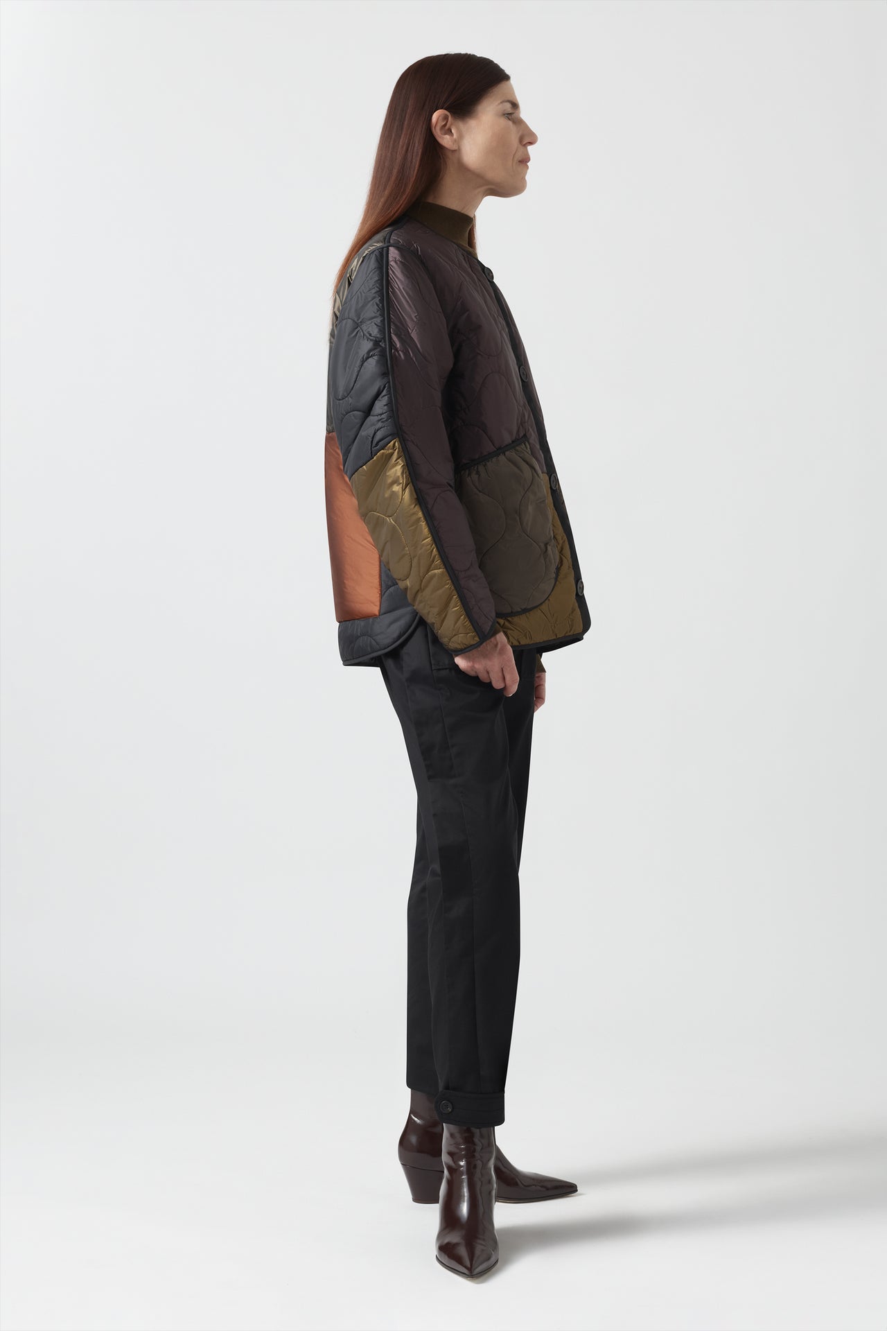 Signature Patchwork Cropped Quilt - Bordeaux / Black