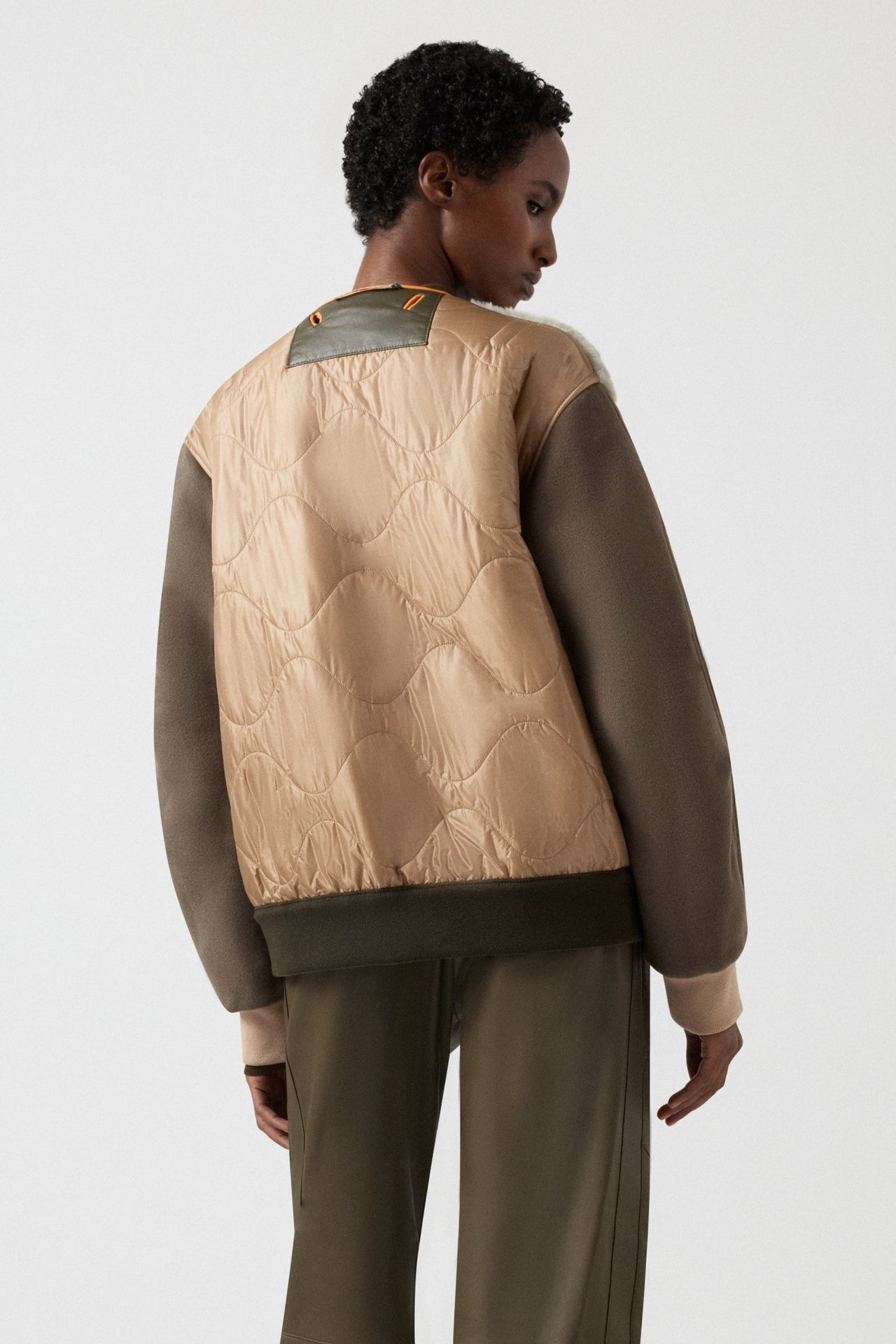 Shearling Wool Bomber - Forest Green / Pale Jade & Natural