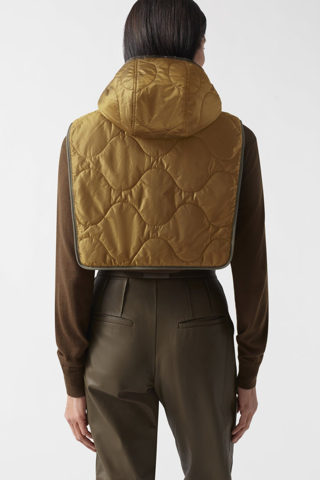Quilted Zip Hood - Dark Olive / Clementine