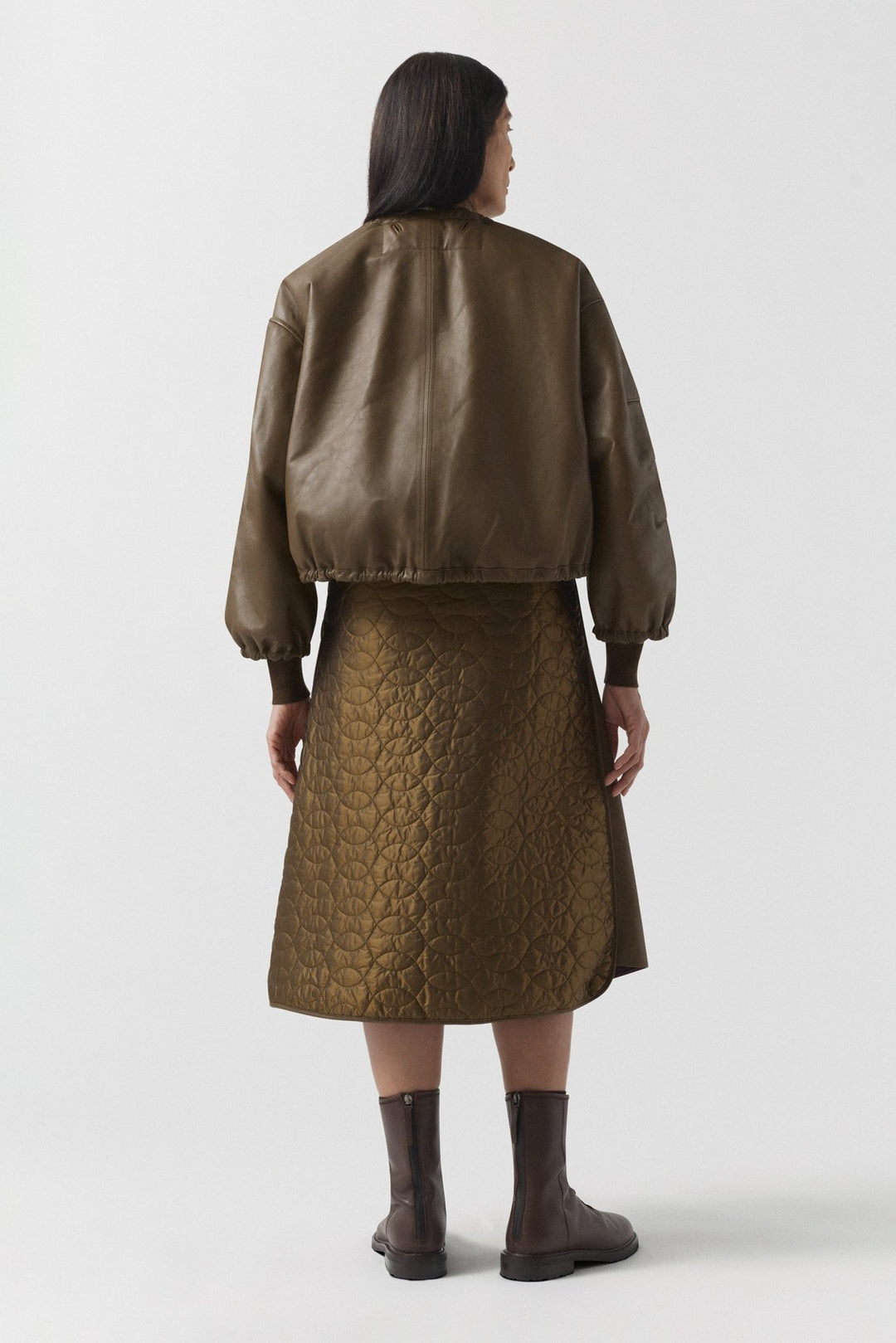 Parachute Leather Bomber - Moss / Stone