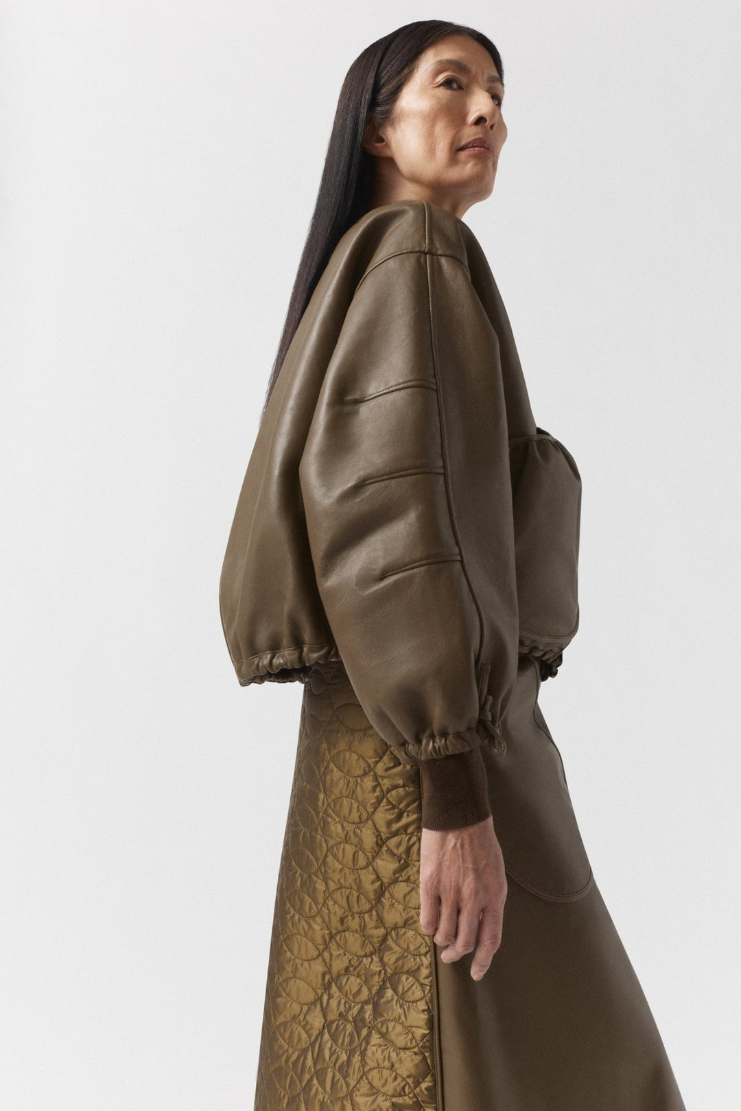 Parachute Leather Bomber - Moss / Stone