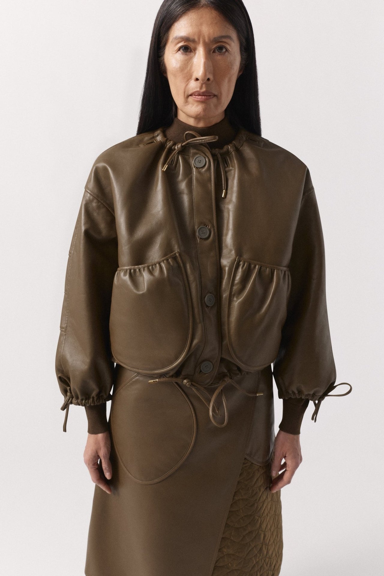 Parachute Leather Bomber - Moss / Stone