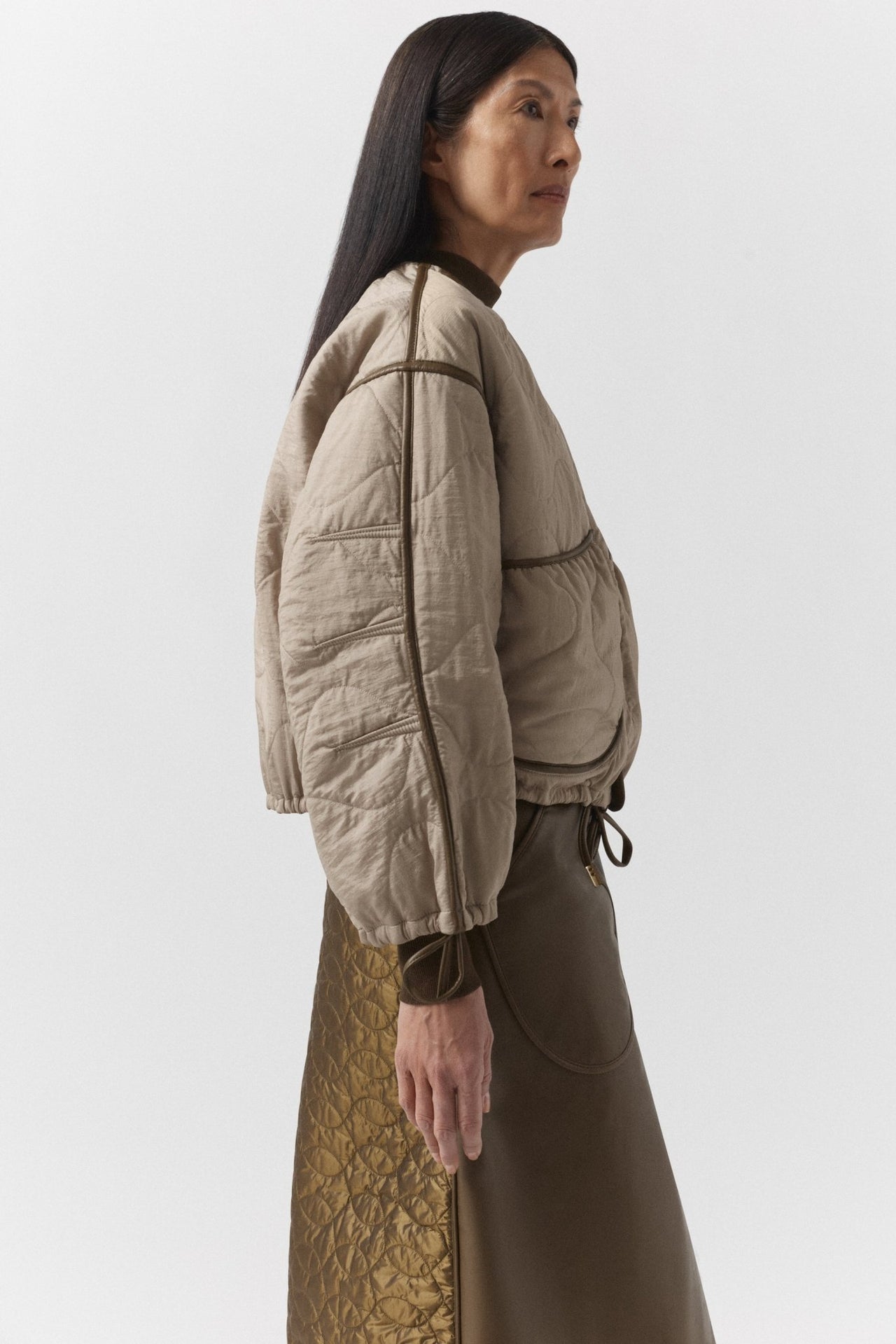 Parachute Leather Bomber - Moss / Stone