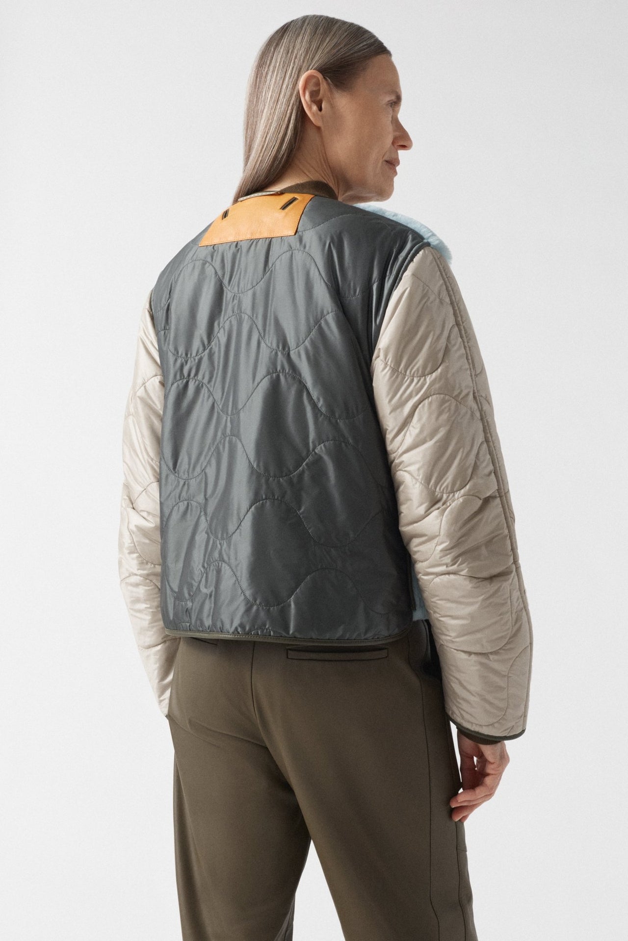 Aviator Shearling Jacket - Dark Olive / Sky Blue