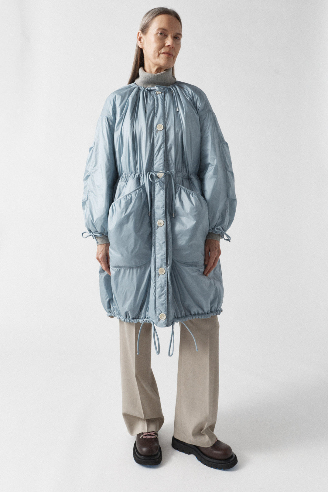 Parachute Quilted Parka - White / Glacier Blue