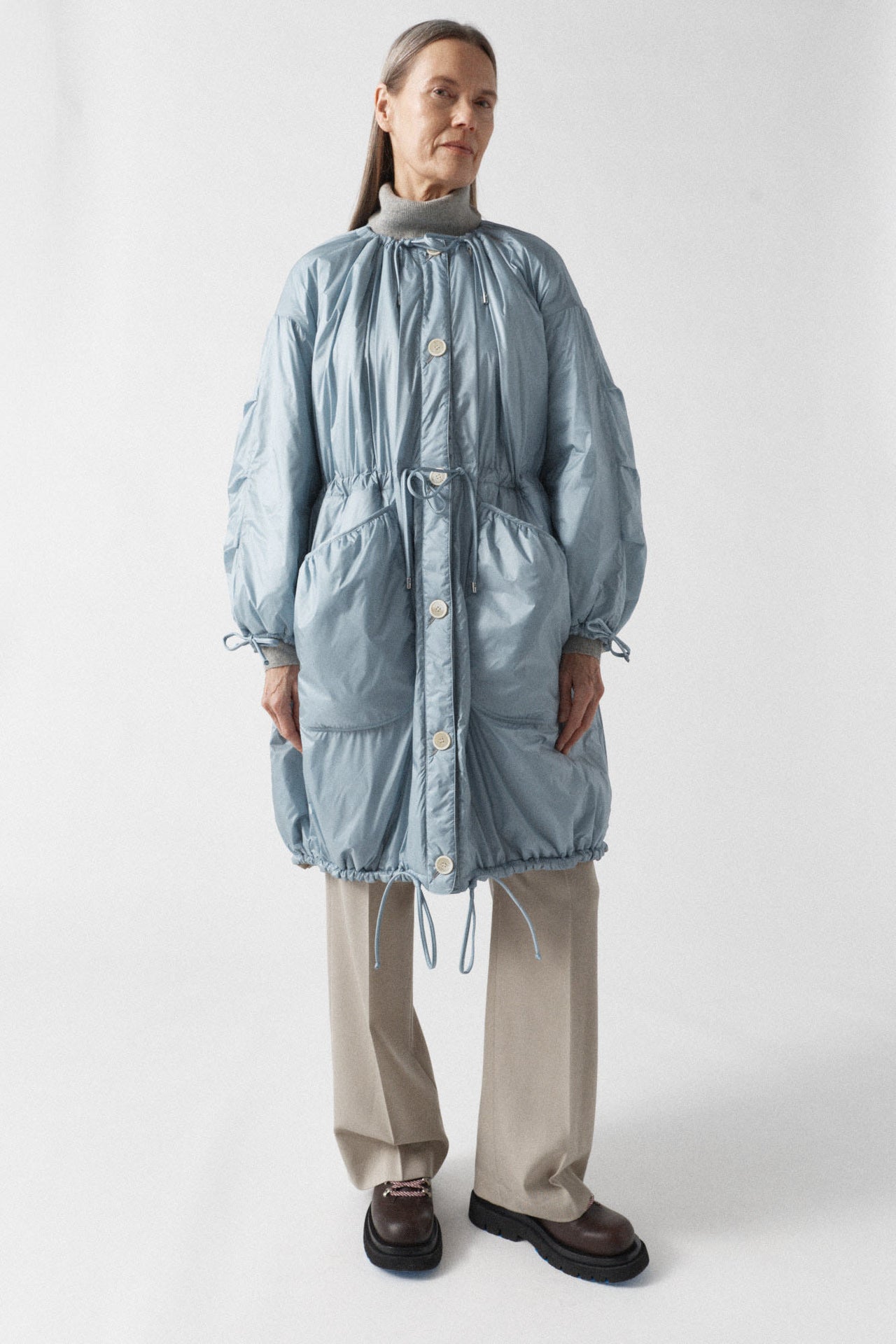 Parachute Quilted Parka - White / Glacier Blue
