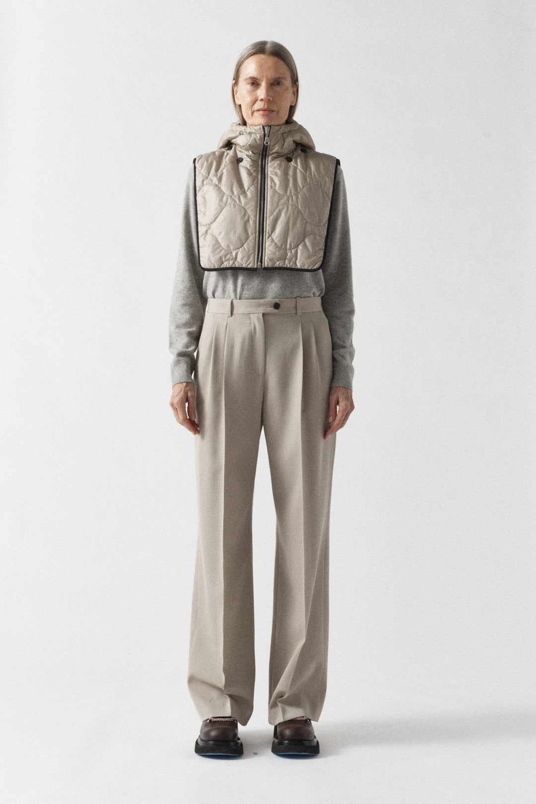 Quilted Zip Hood - Dove Grey / Glacier Blue