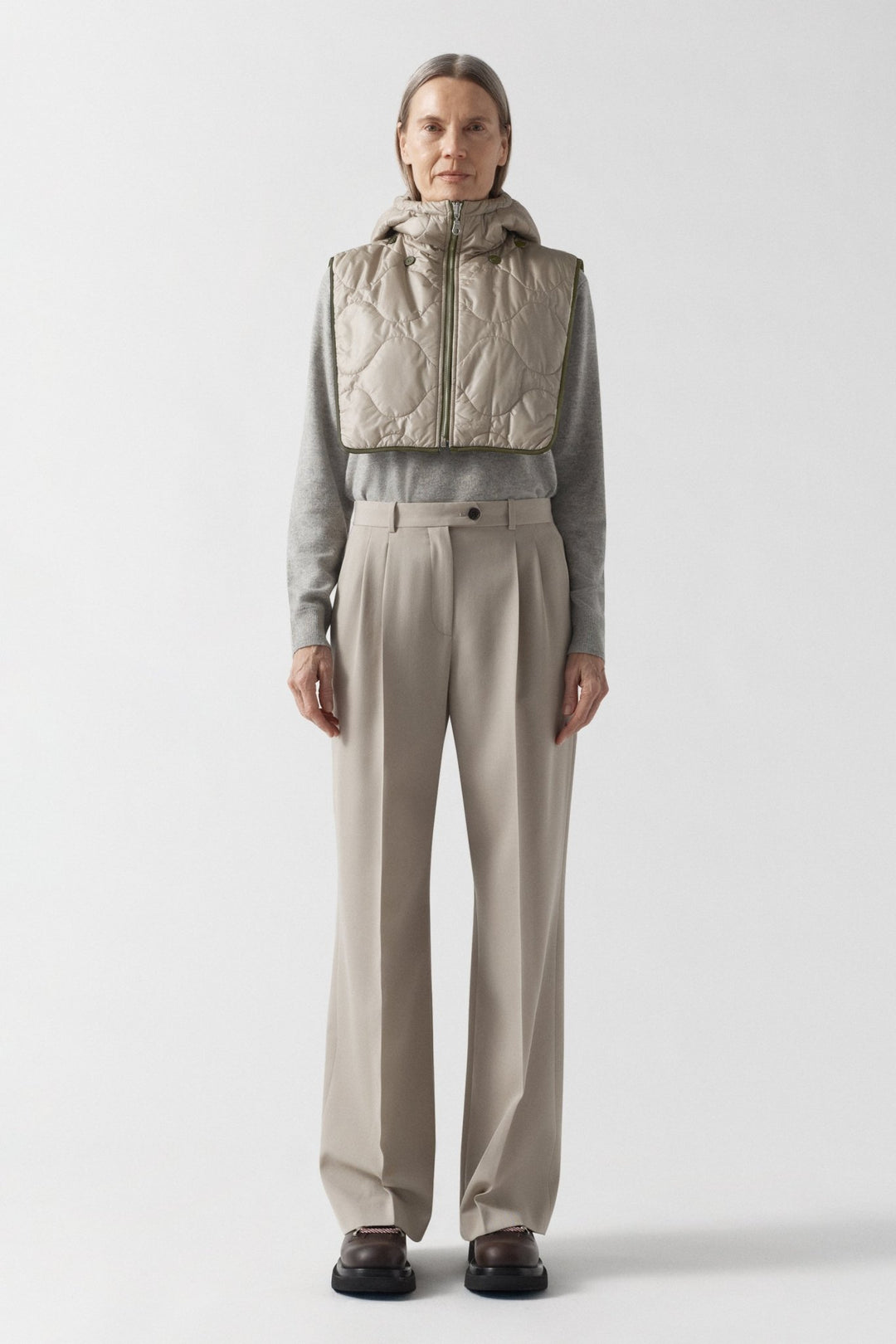 Quilted Zip Hood - Dove Grey / Glacier Blue