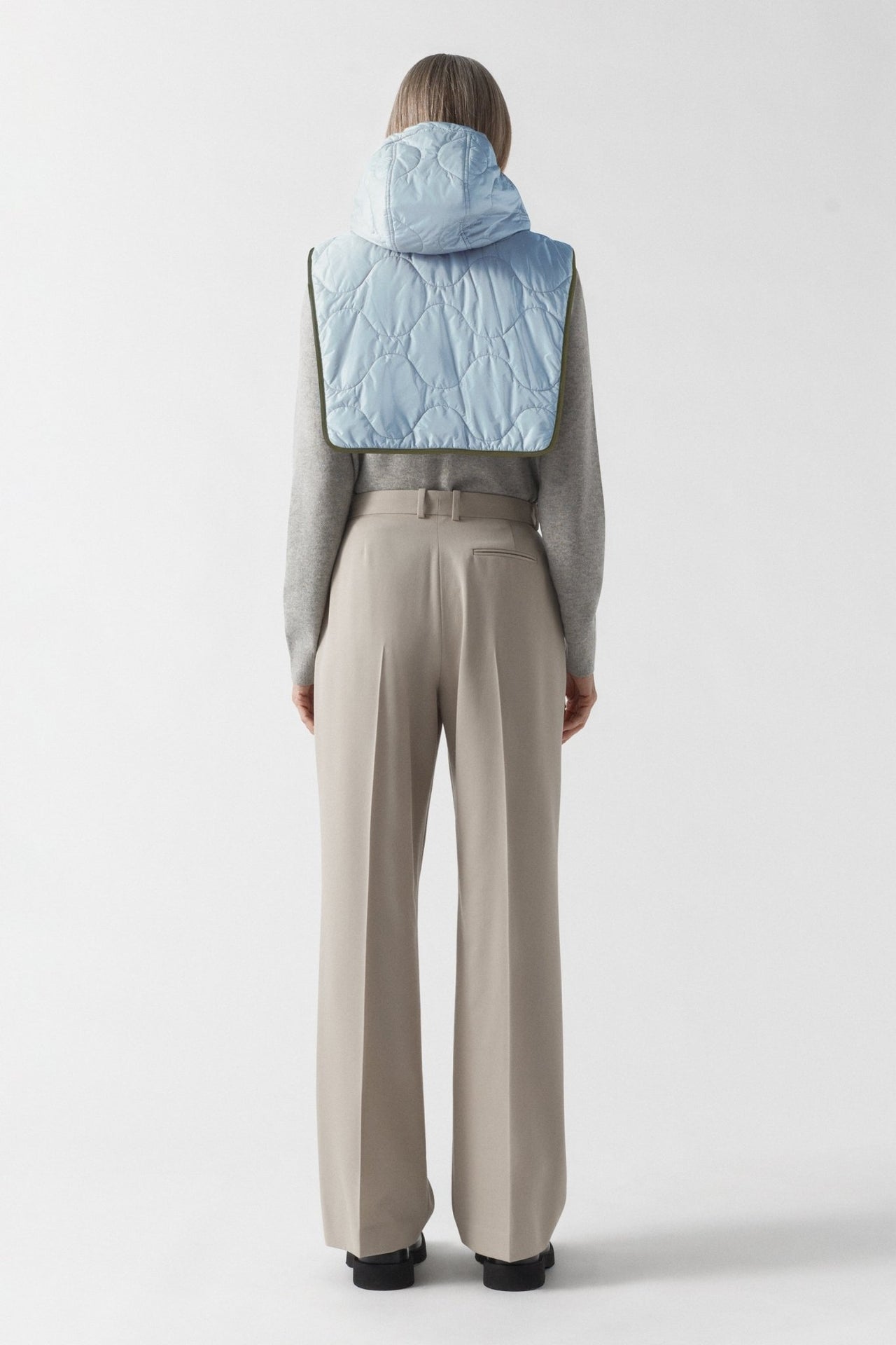 Quilted Zip Hood - Dove Grey / Glacier Blue