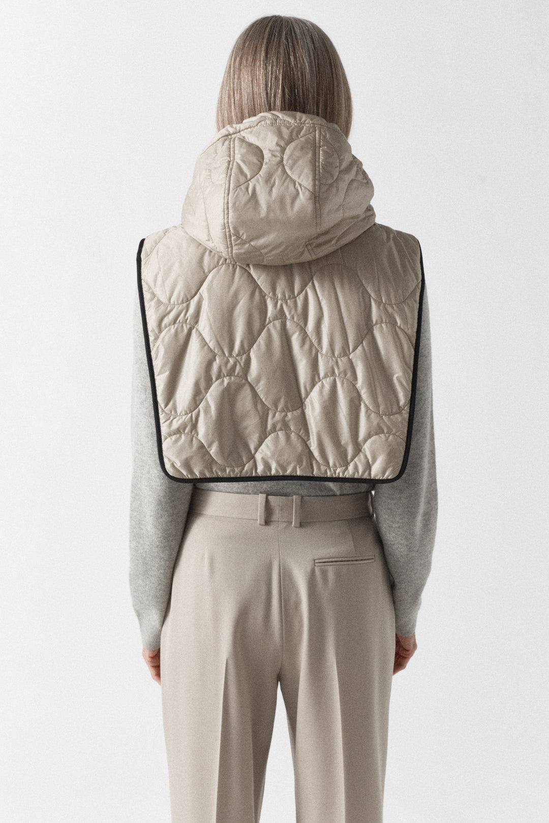 Quilted Zip Hood - Dove Grey / Glacier Blue