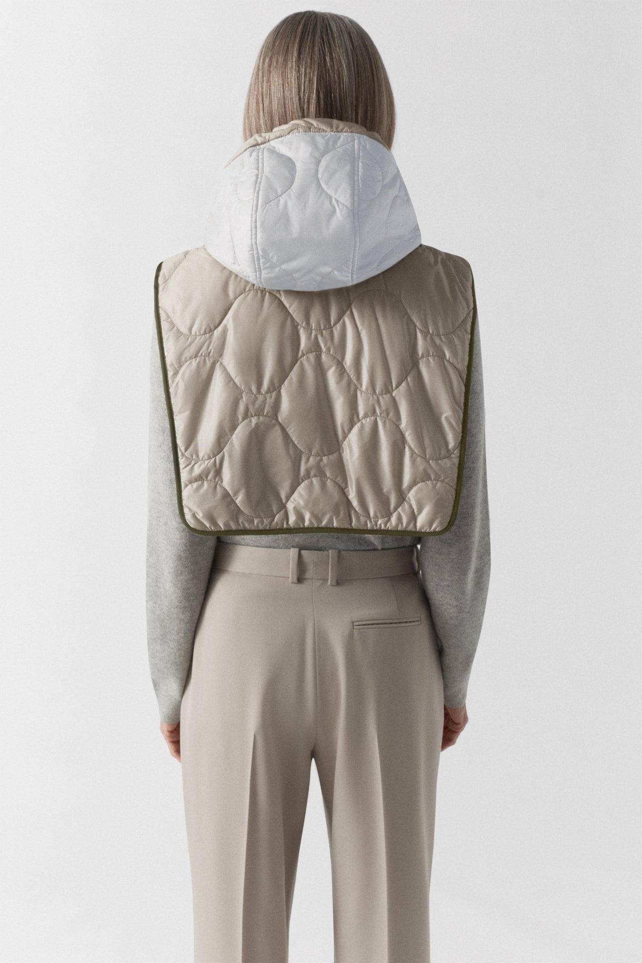 Quilted Zip Hood - Dove Grey / Glacier Blue