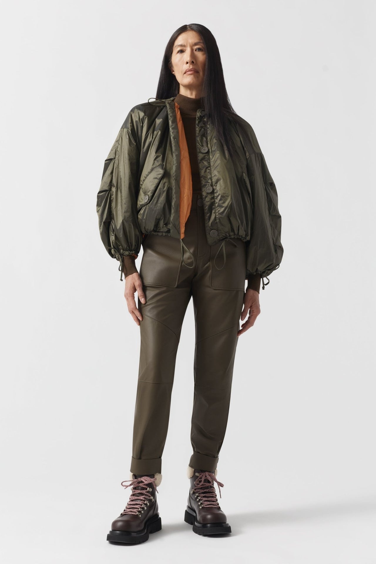 Parachute Quilted Bomber - Clementine / Dark Olive