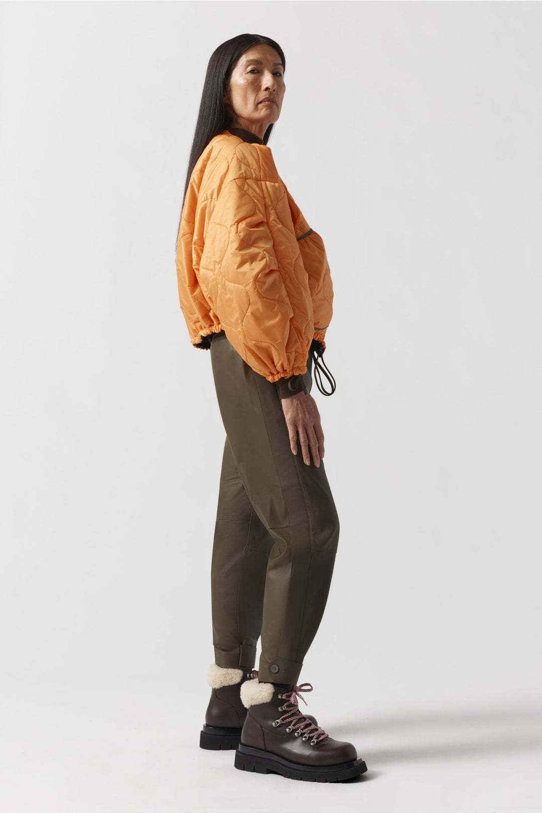 Parachute Quilted Bomber - Clementine / Dark Olive