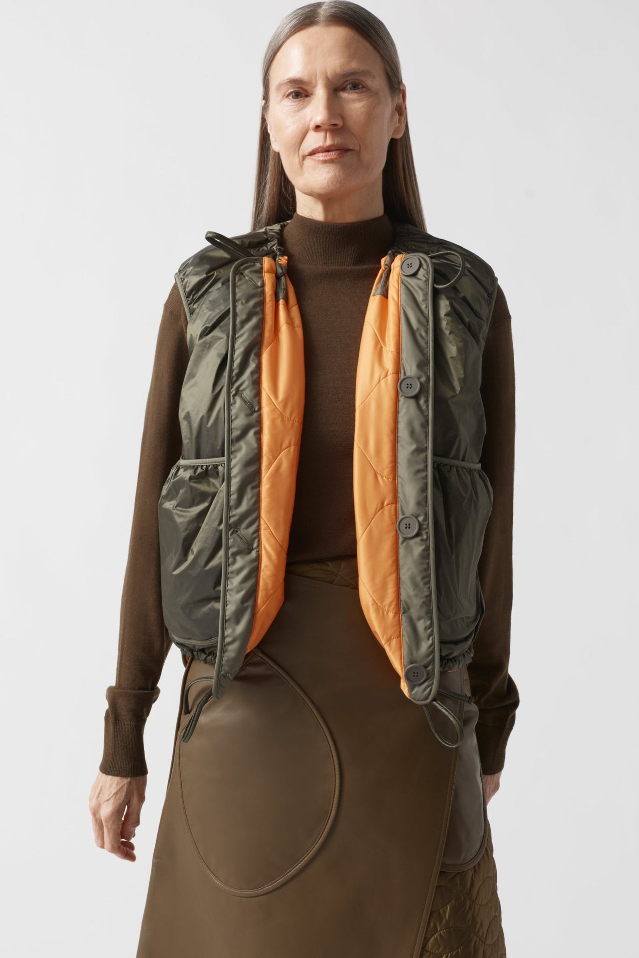 Parachute Quilted Vest - Clementine / Dark Olive