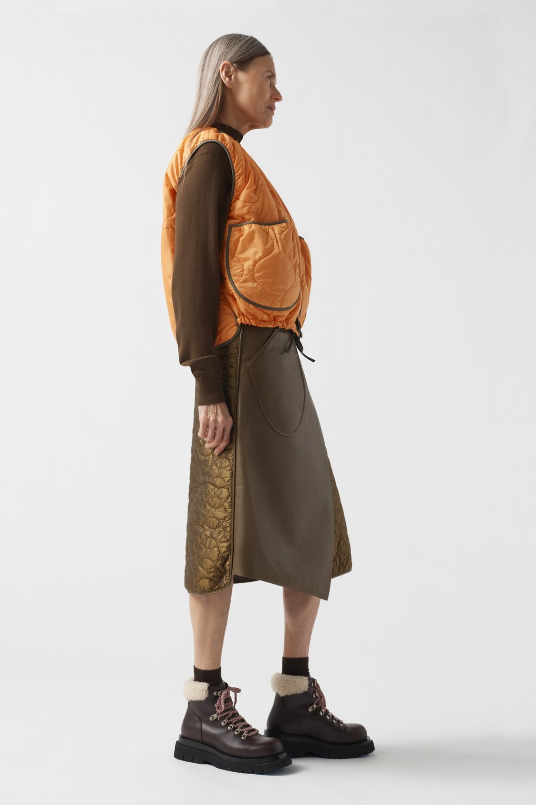 Parachute Quilted Vest - Clementine / Dark Olive